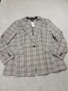 Lane Bryant Blazer Womens 22 Plaid One Button Jacket New